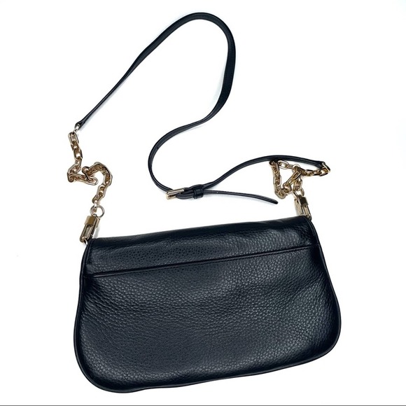 Tory Burch Britten Crossbody Bag Leather Black Convertible Clutch - Picture 3 of 10